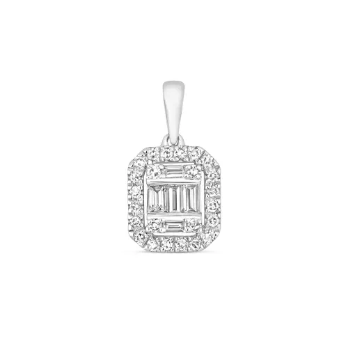 9ct White Gold Diamond Pendant 0.18ct